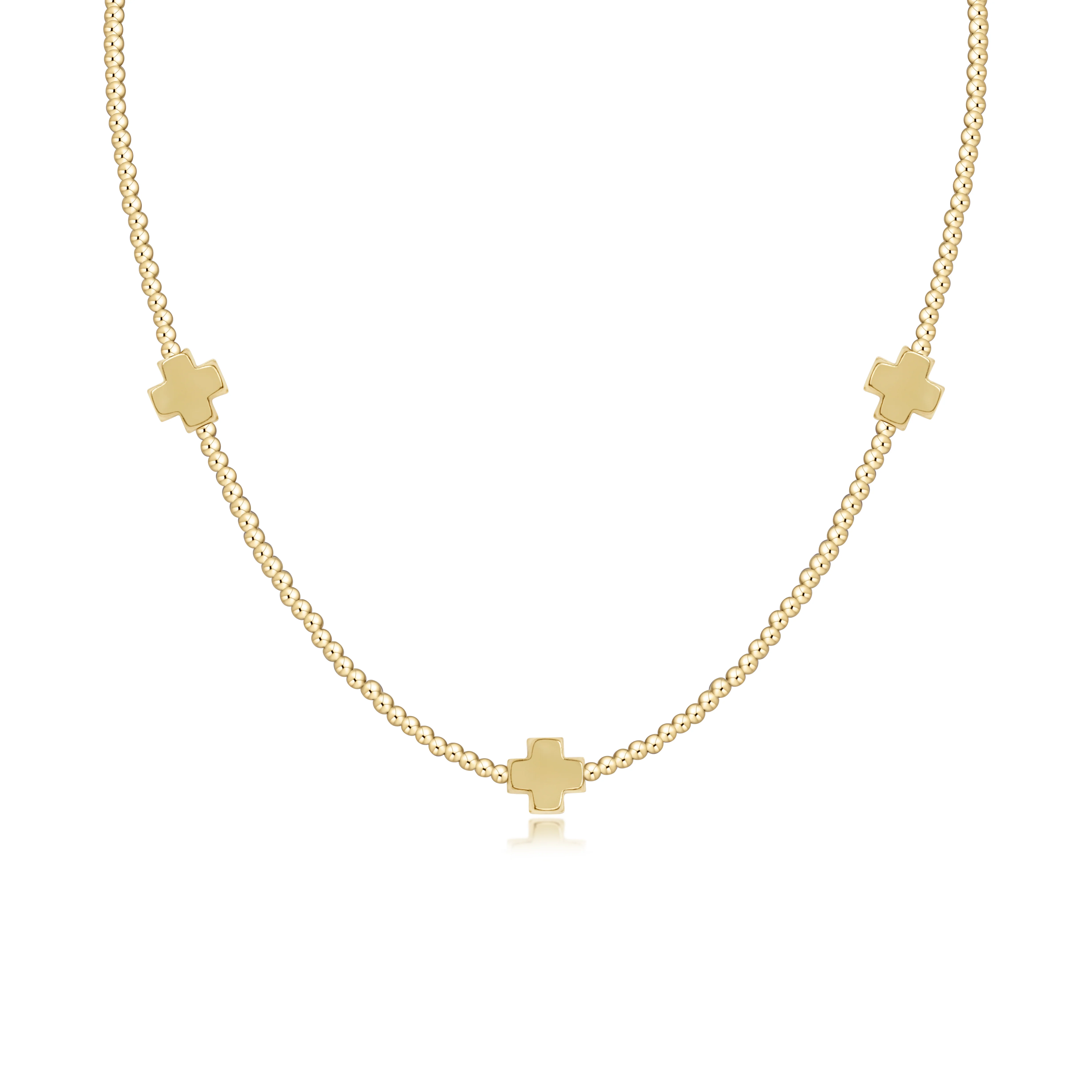 Choker Signature Cross Gold Pattern 2mm Bead - Signature Cross Gold