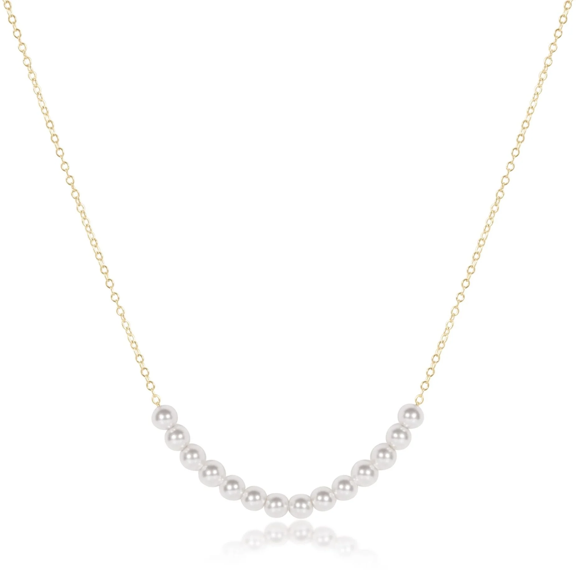 16" Necklace Gold - Classic Beaded Bliss - 4mm Pearl
