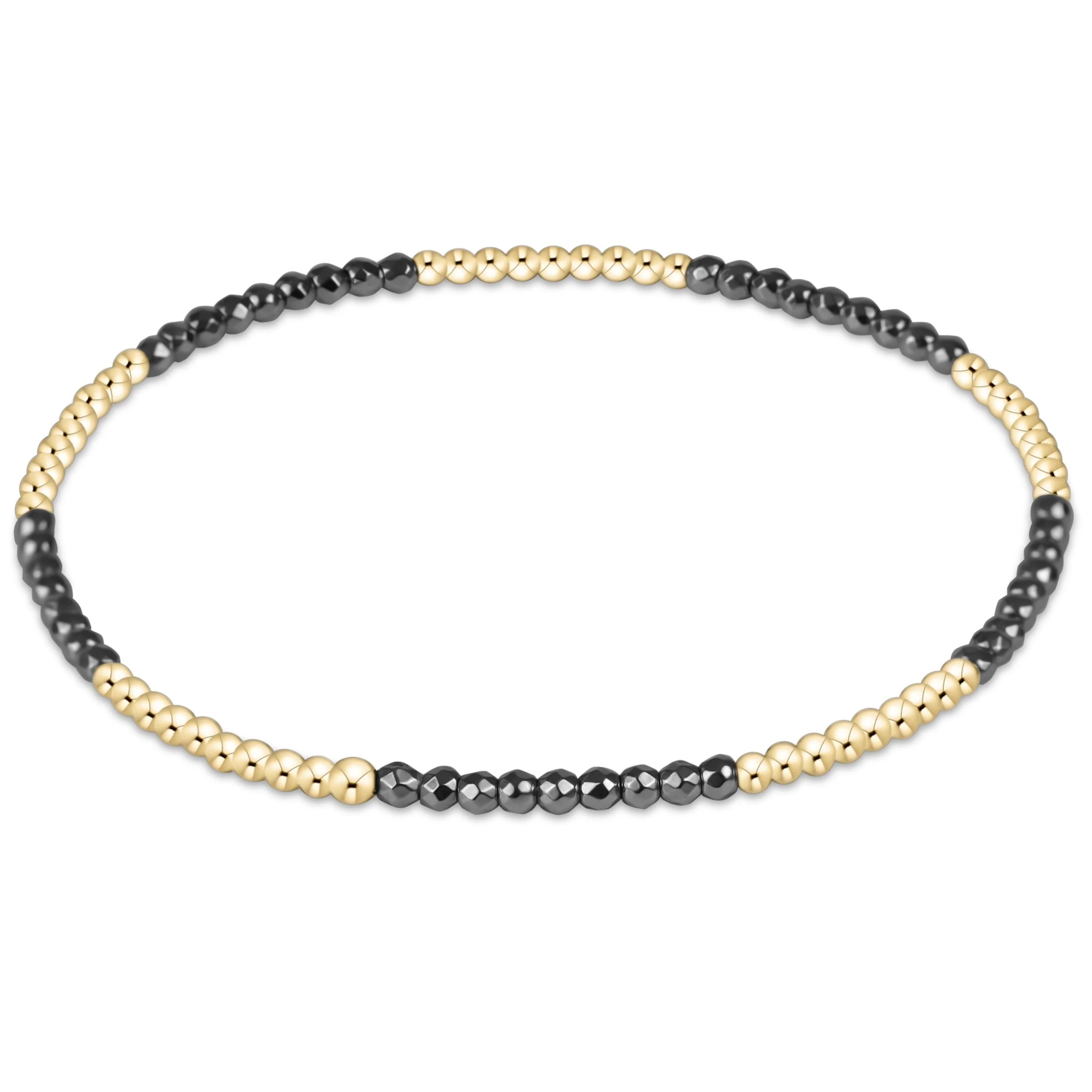 blissful pattern 2mm bead bracelet - silver faceted hematite