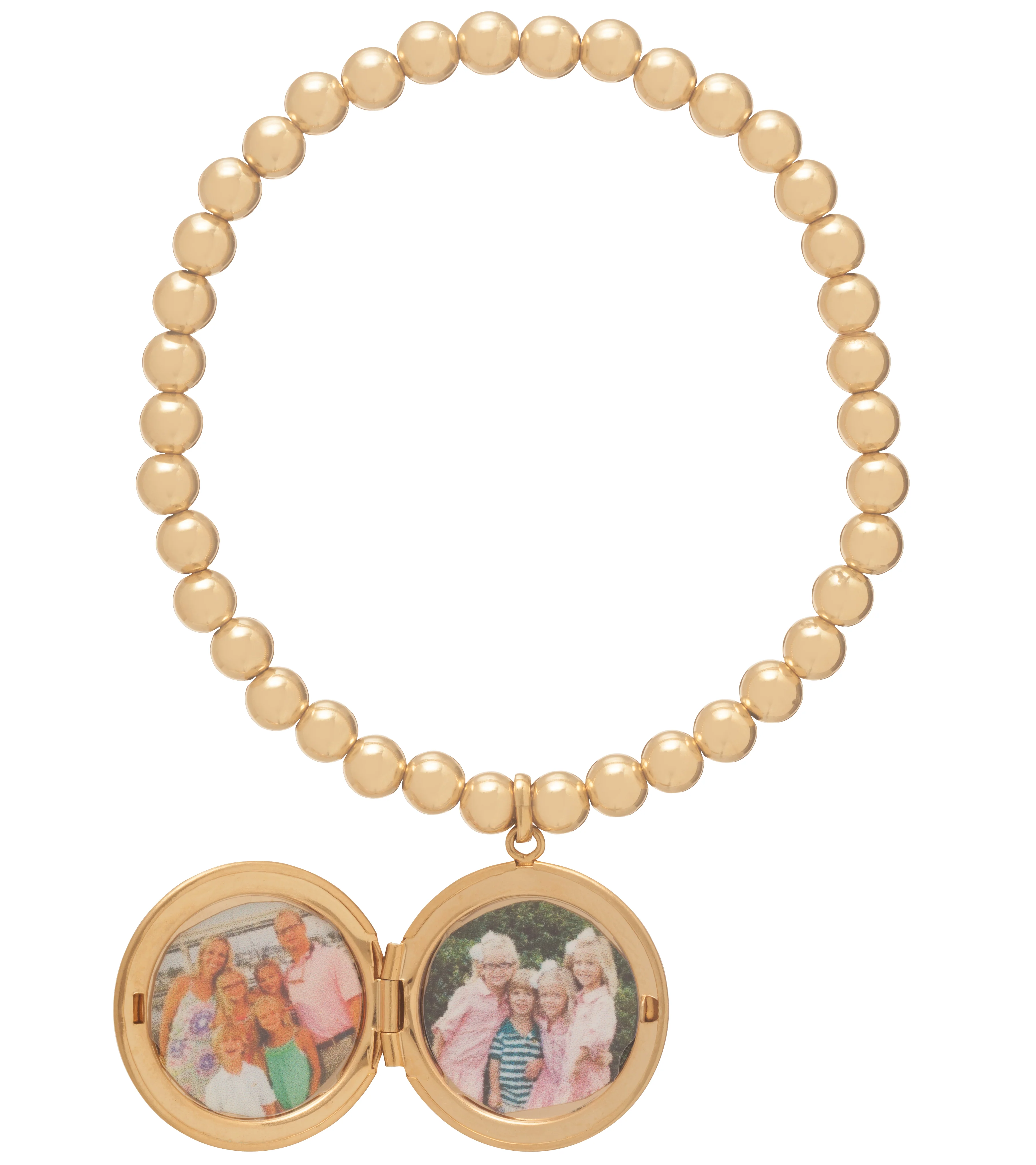 Classic Gold 3mm Bead Bracelet - Cherish Small Gold Locket - Image 3