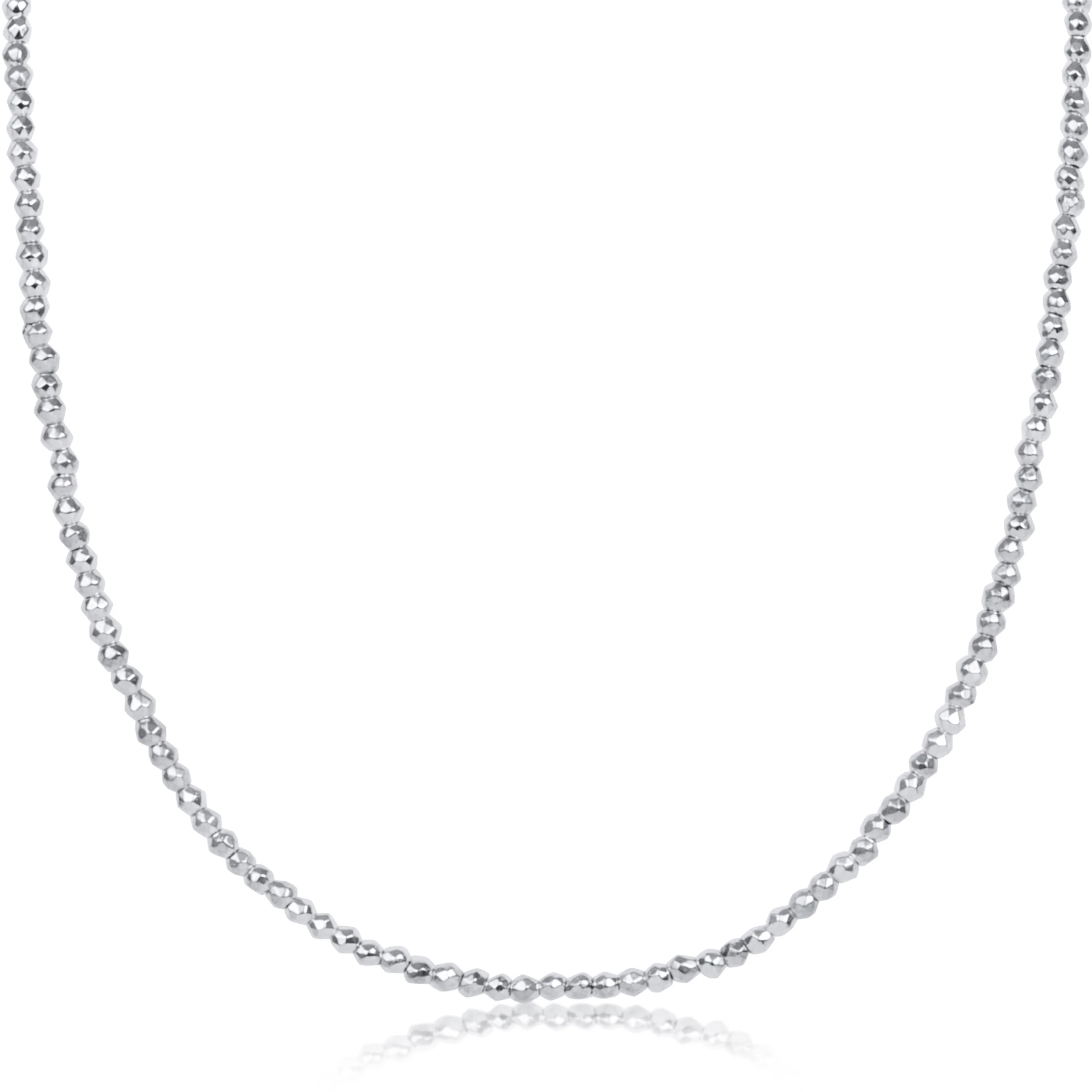 choker bright silver faceted hematite 2mm bead