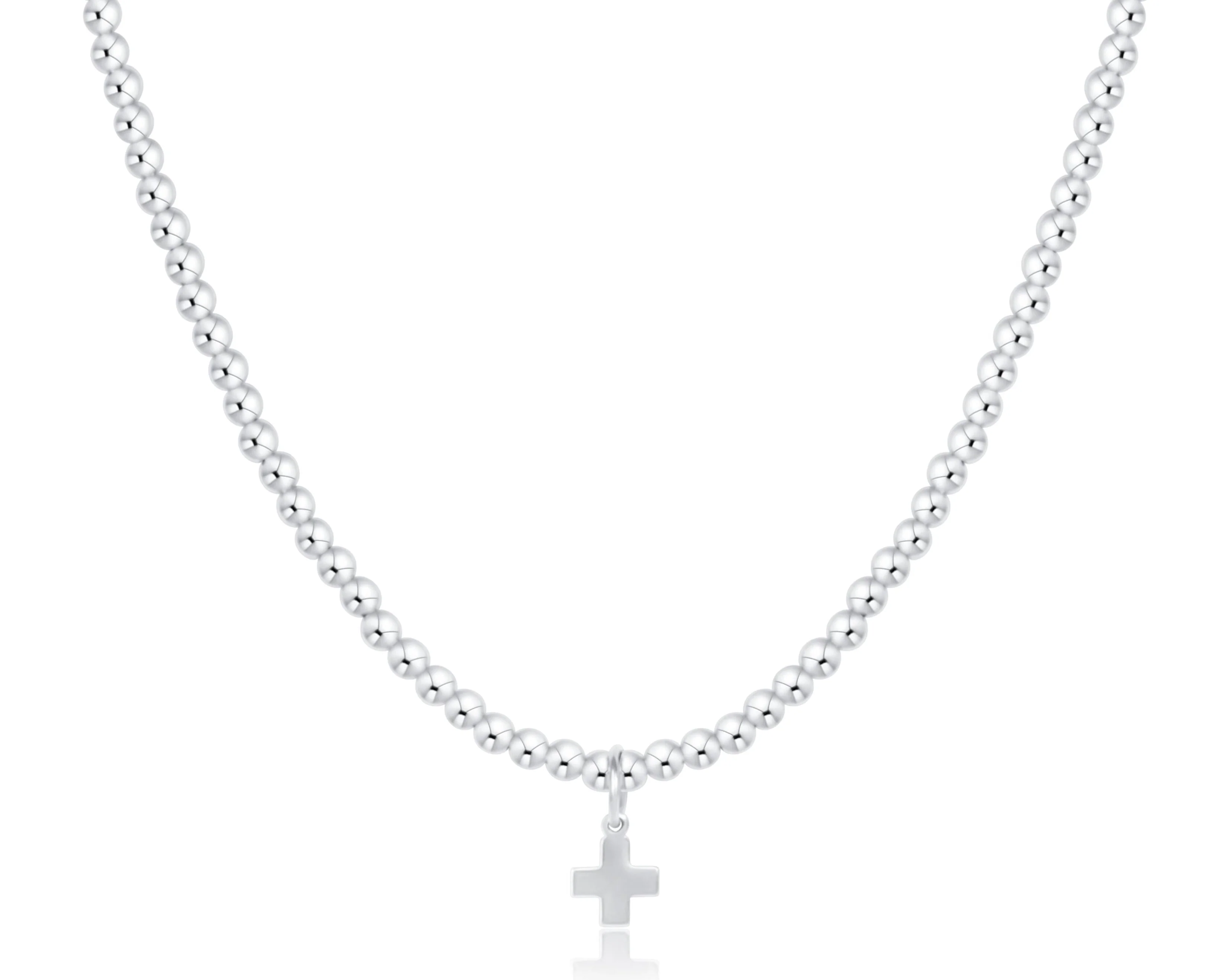 Choker Classic Sterling 3mm Bead - Signature Cross Sterling Charm
