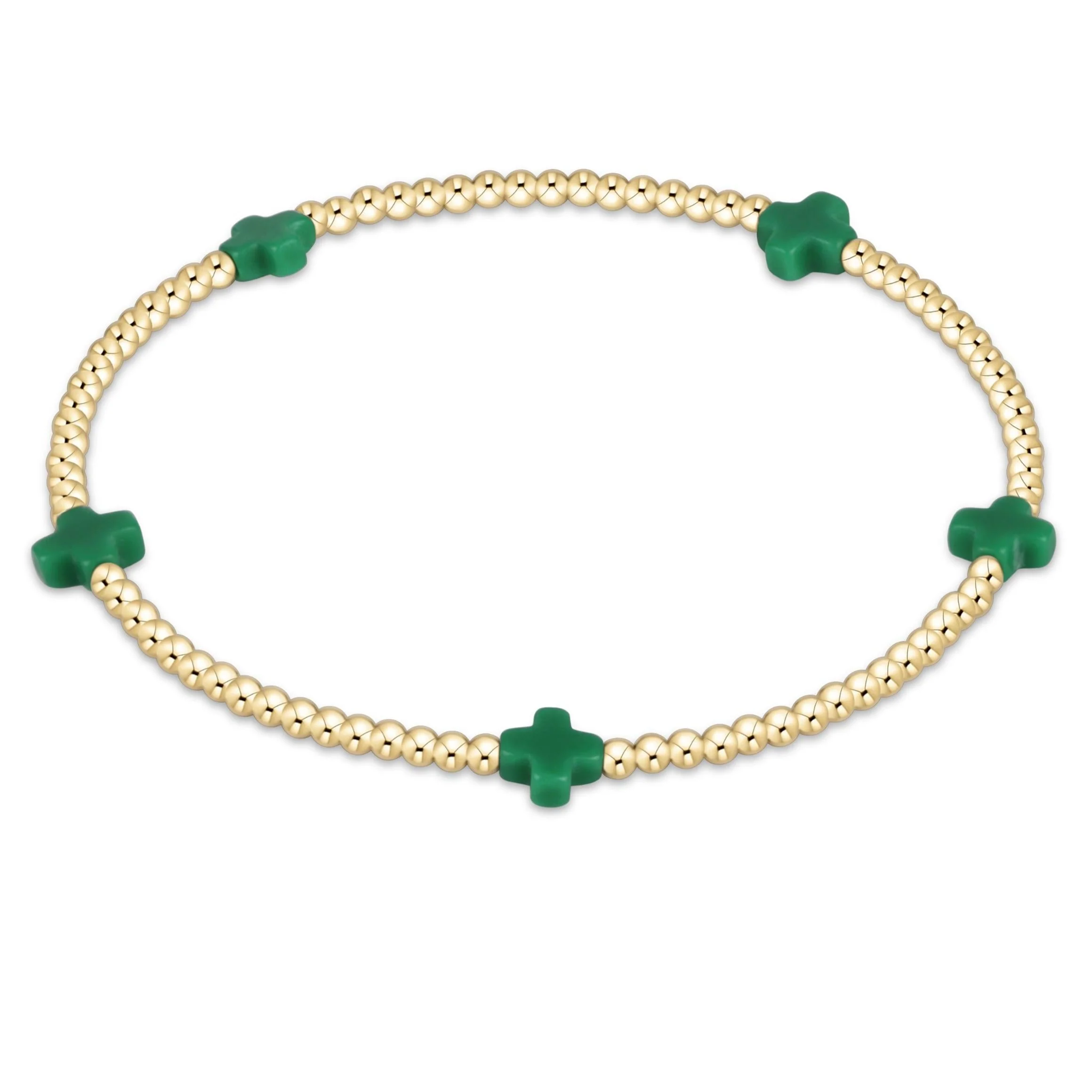Signature Cross Small Gold Pattern 2mm Bead Bracelet - Image 8