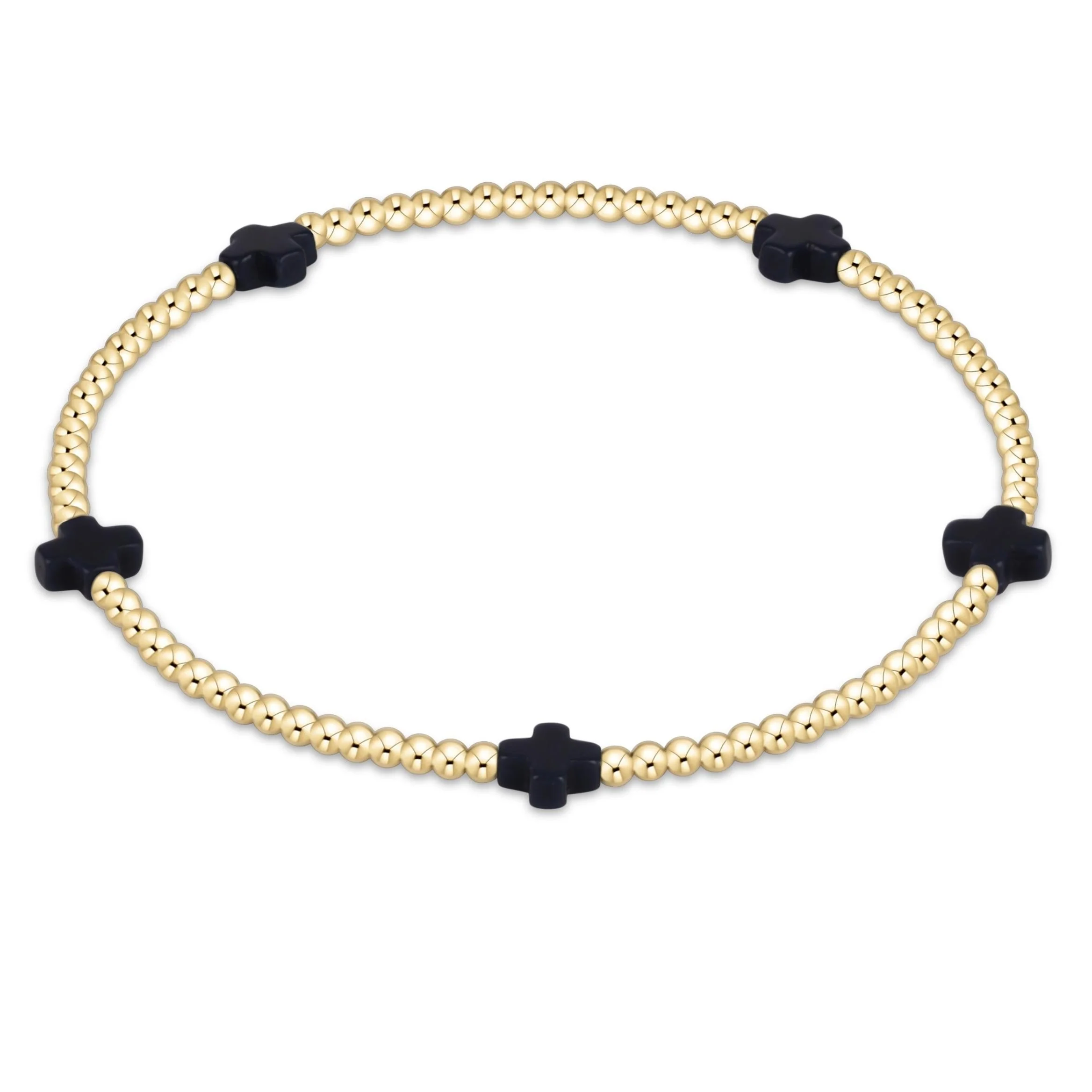 Signature Cross Small Gold Pattern 2mm Bead Bracelet - Image 10