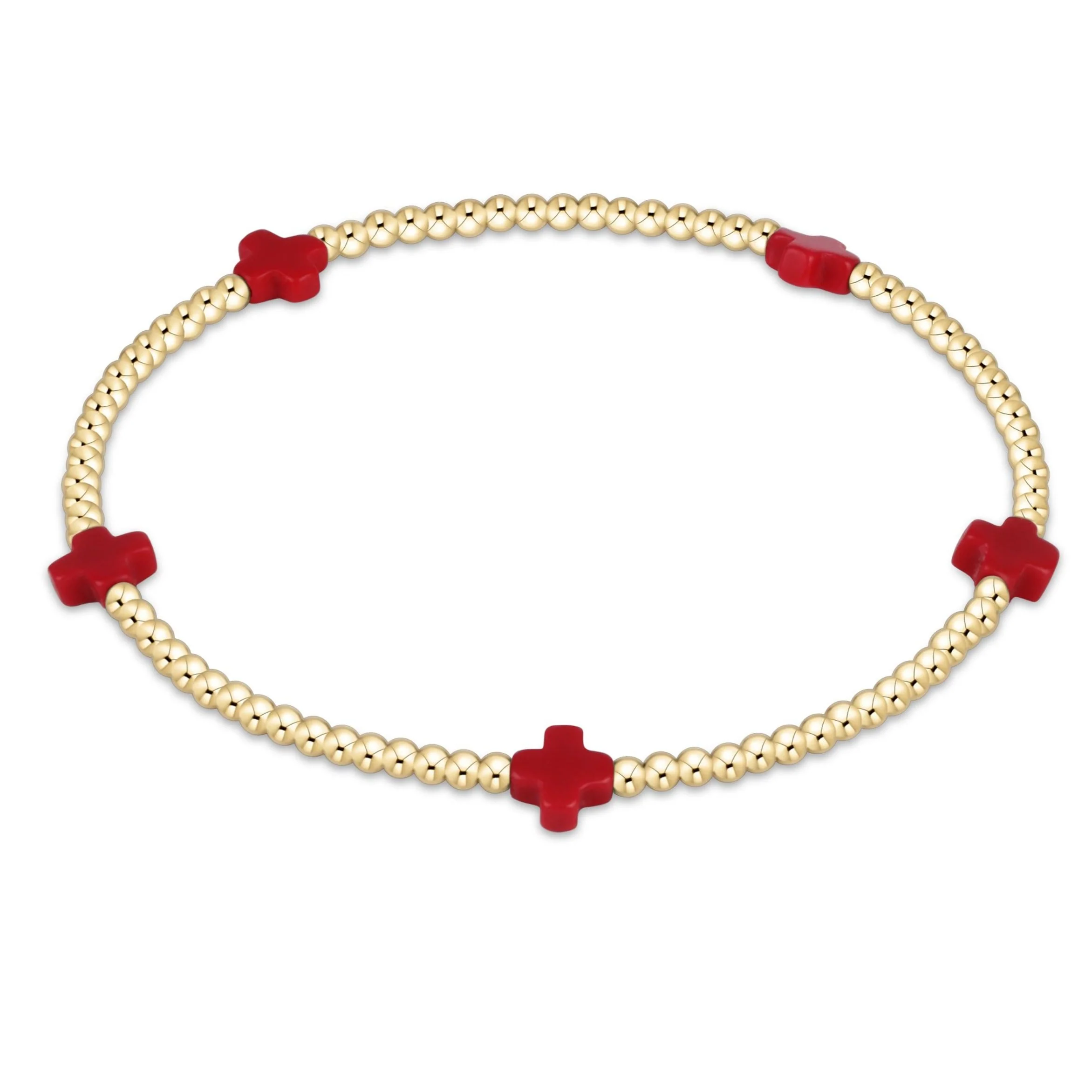 Signature Cross Small Gold Pattern 2mm Bead Bracelet - Image 13