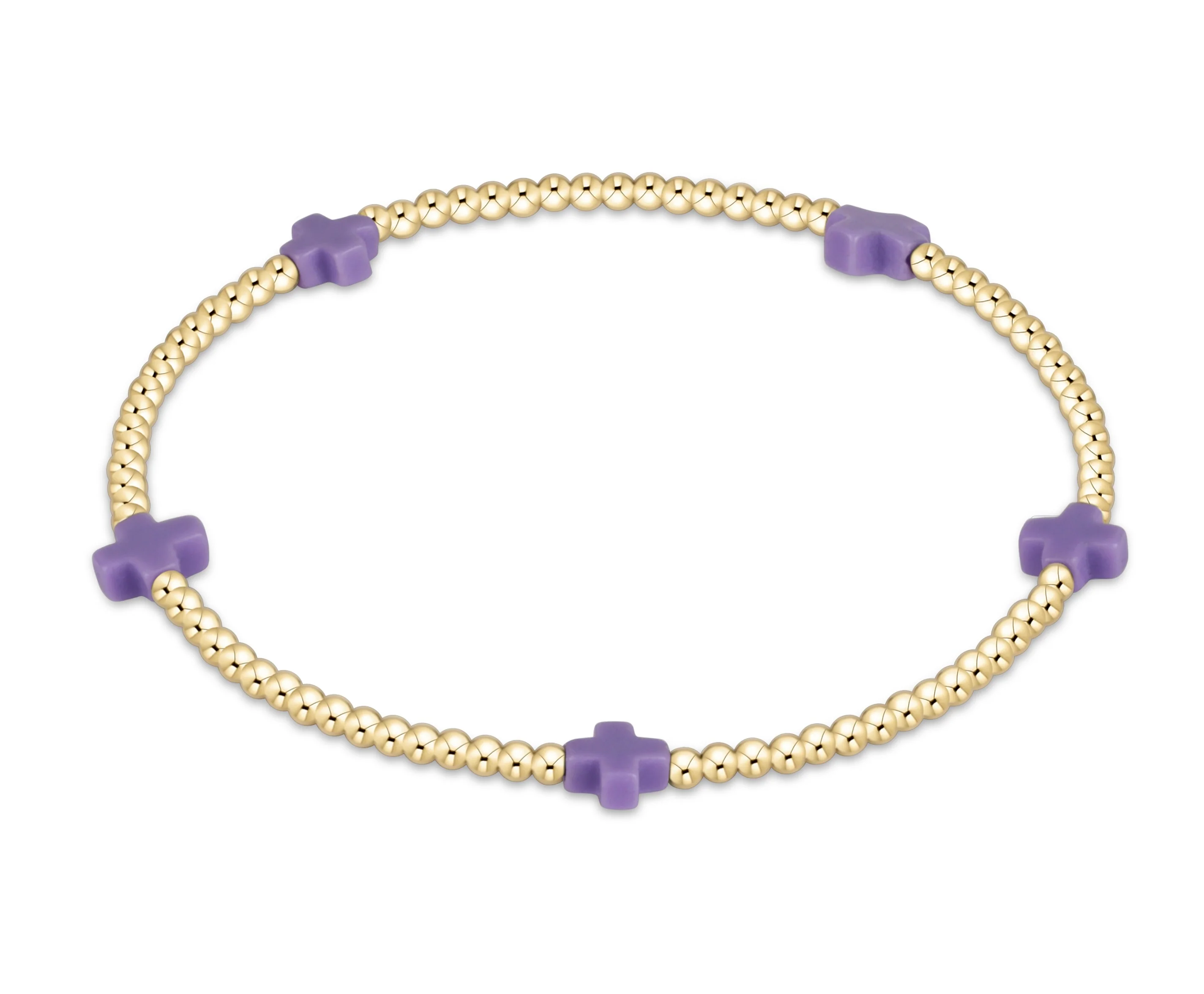 Signature Cross Small Gold Pattern 2mm Bead Bracelet - Image 14