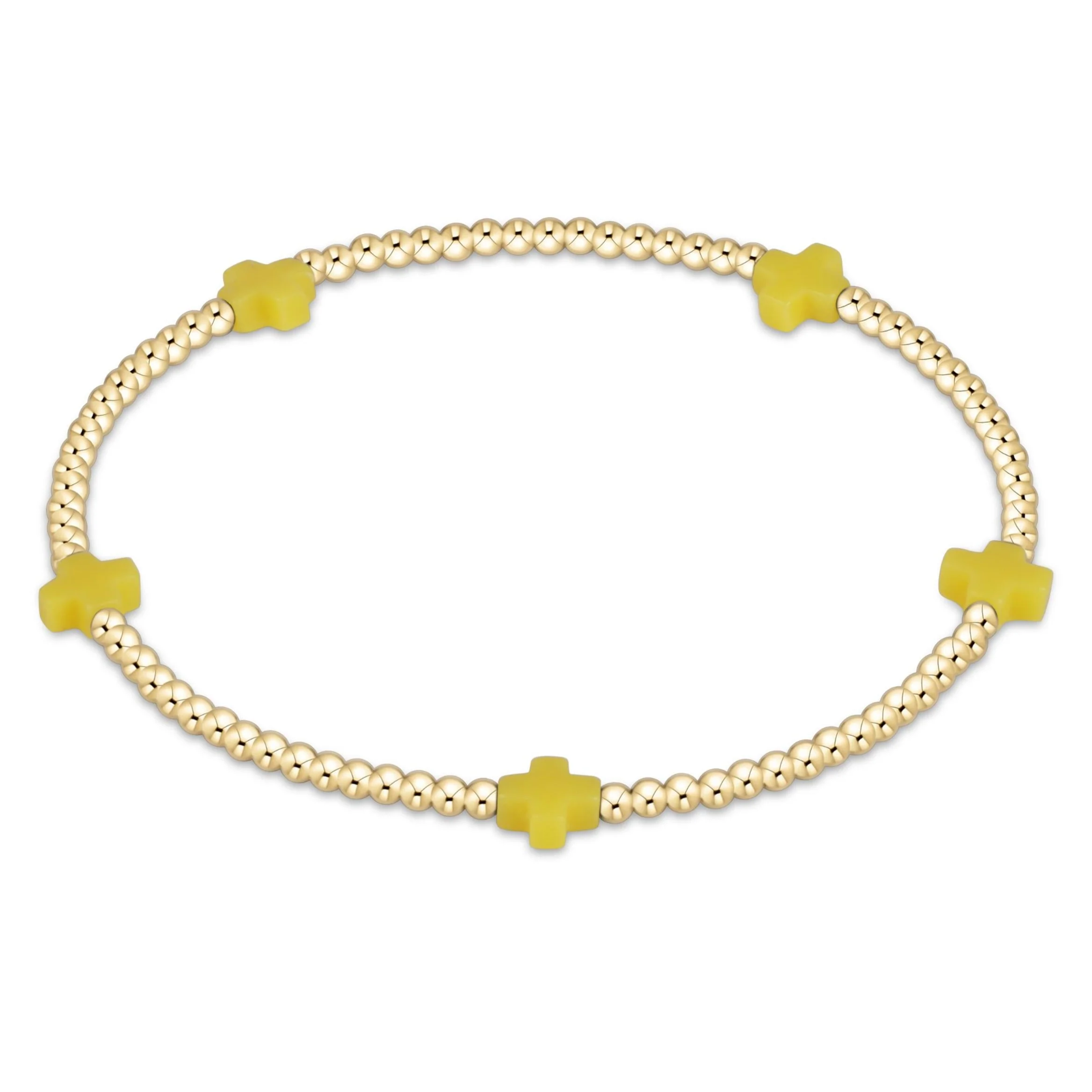 Signature Cross Small Gold Pattern 2mm Bead Bracelet - Image 4