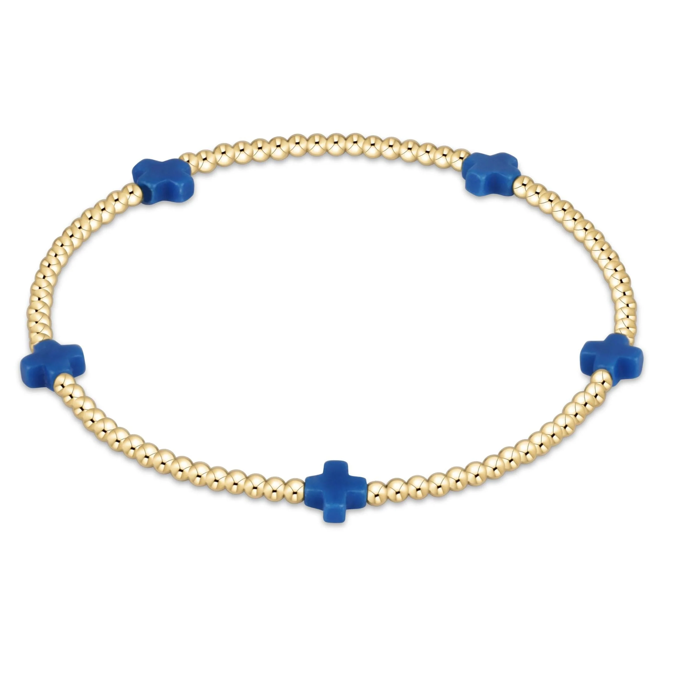 Signature Cross Small Gold Pattern 2mm Bead Bracelet - Image 6