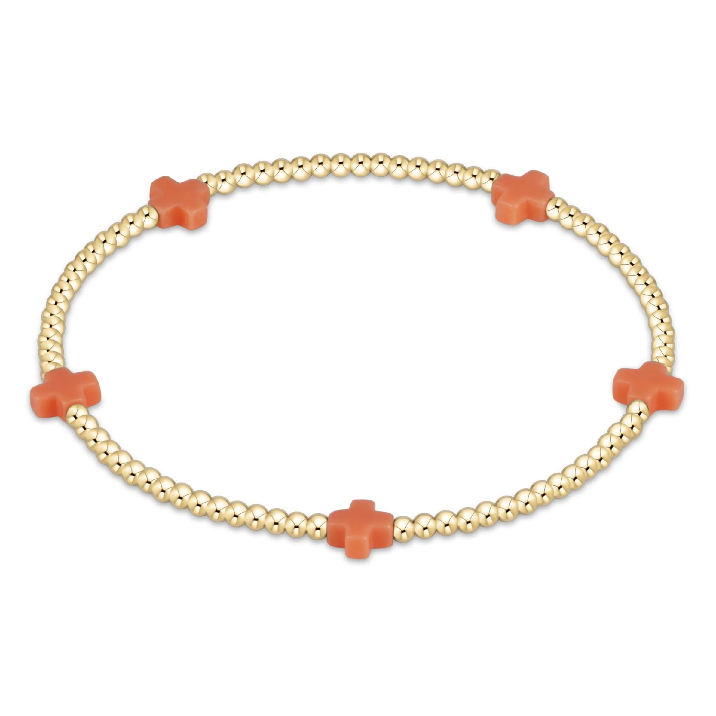 Signature Cross Small Gold Pattern 2mm Bead Bracelet - Image 7