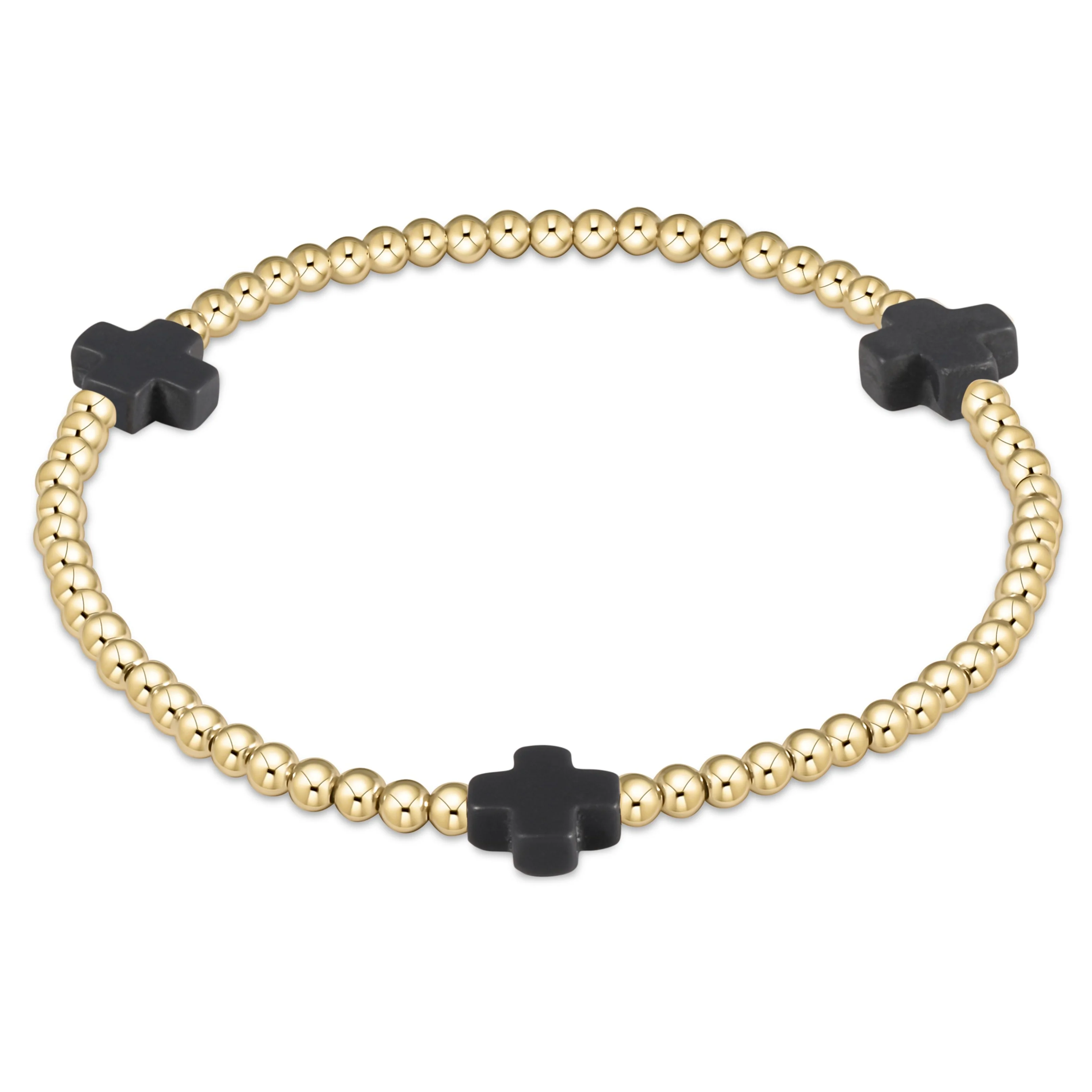 enewton Extends - Signature Cross Gold Pattern 3mm Bead Bracelet - Image 6