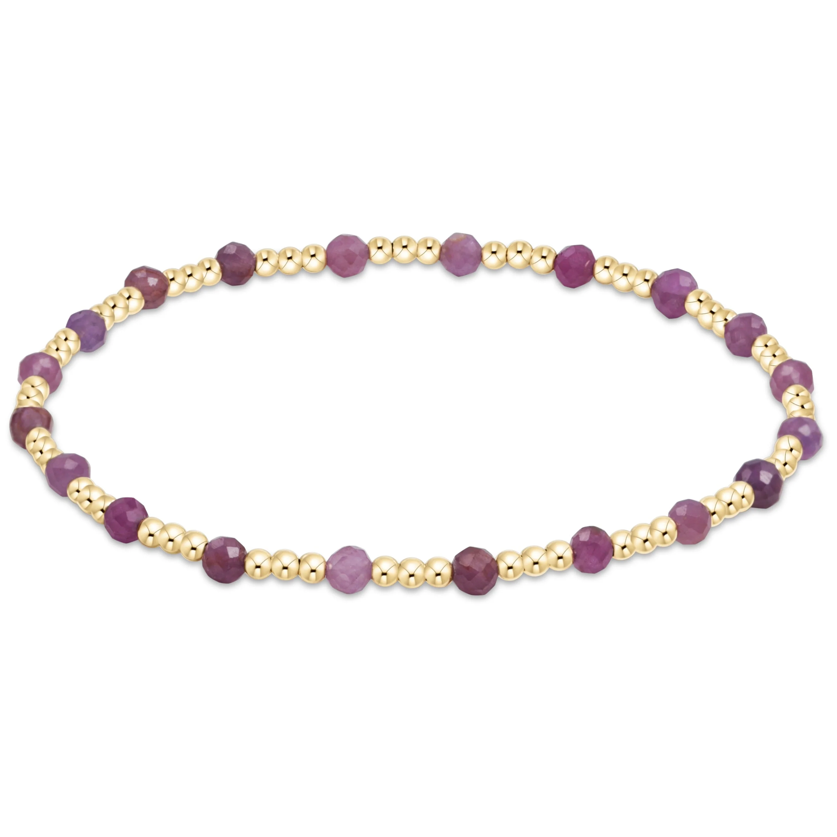 Gemstone Gold Sincerity Pattern 3mm Bead Bracelet - Ruby