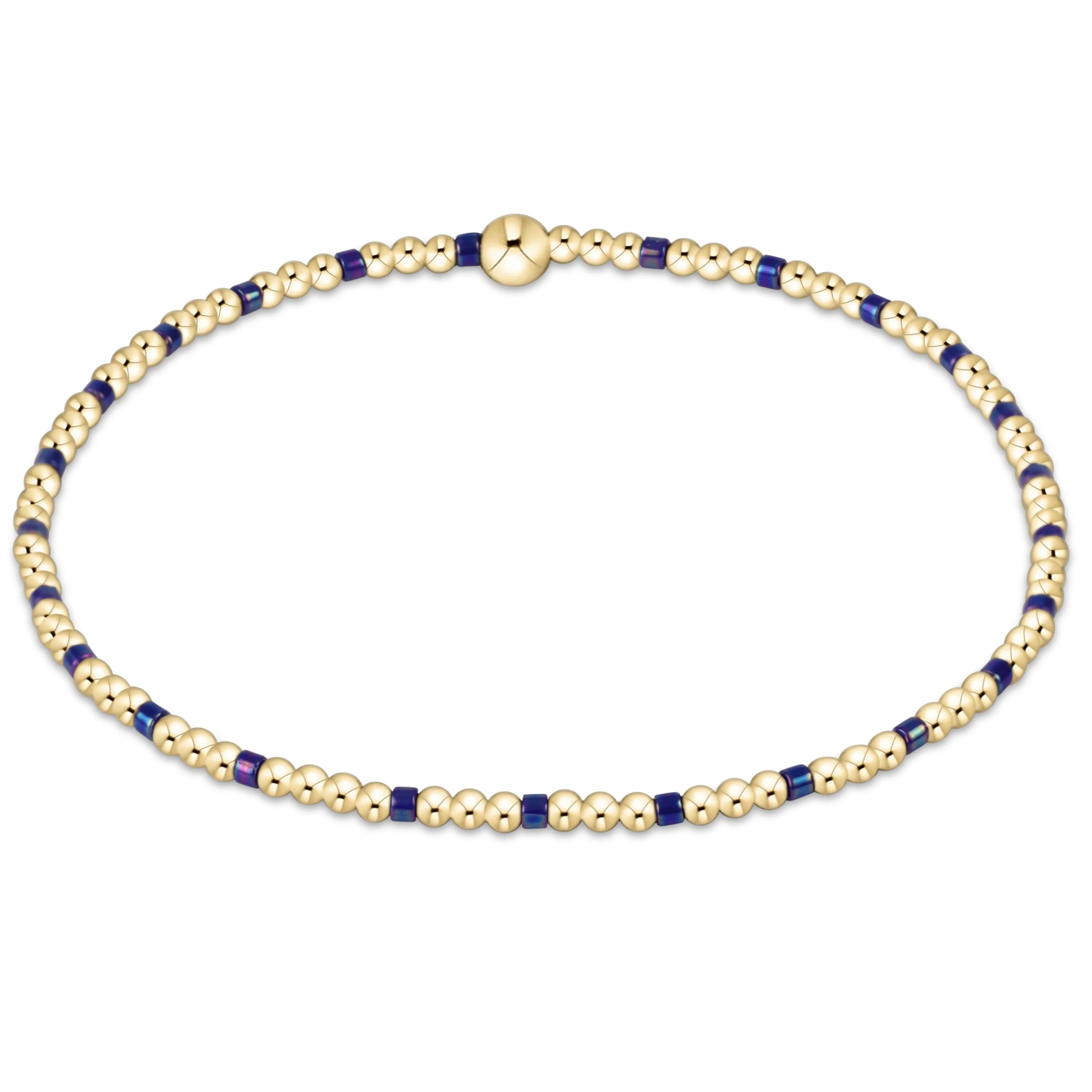 Hope Sincerity Pattern 2mm Bead Bracelet - Blue Metallic