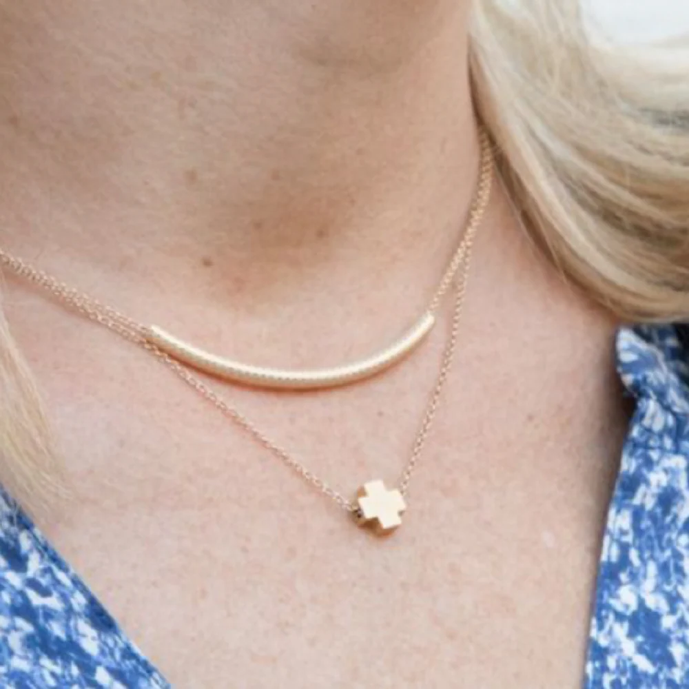 16" necklace gold - bliss bar textured gold - Image 2