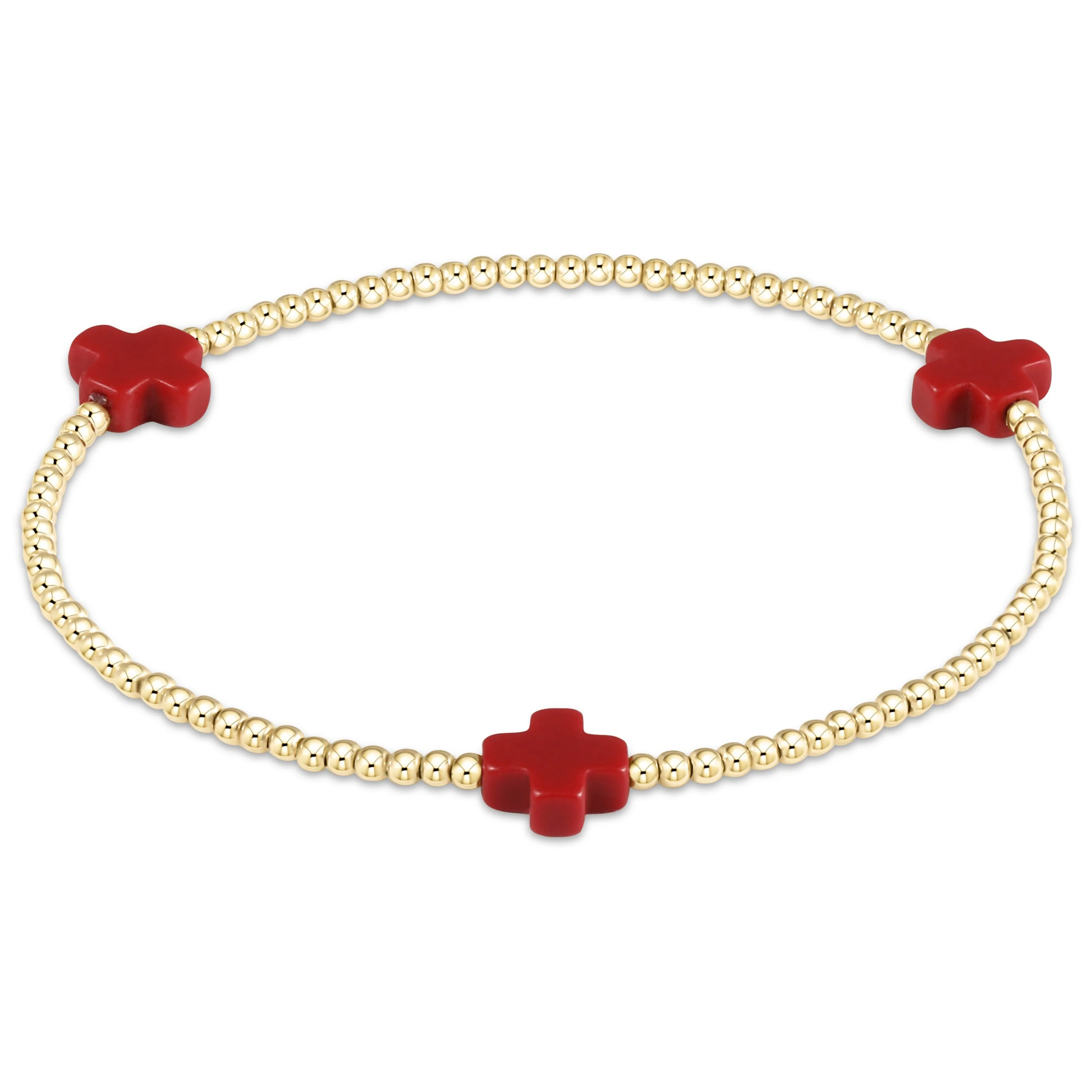 Signature Cross Gold Pattern 2mm Bead Bracelet - Image 12