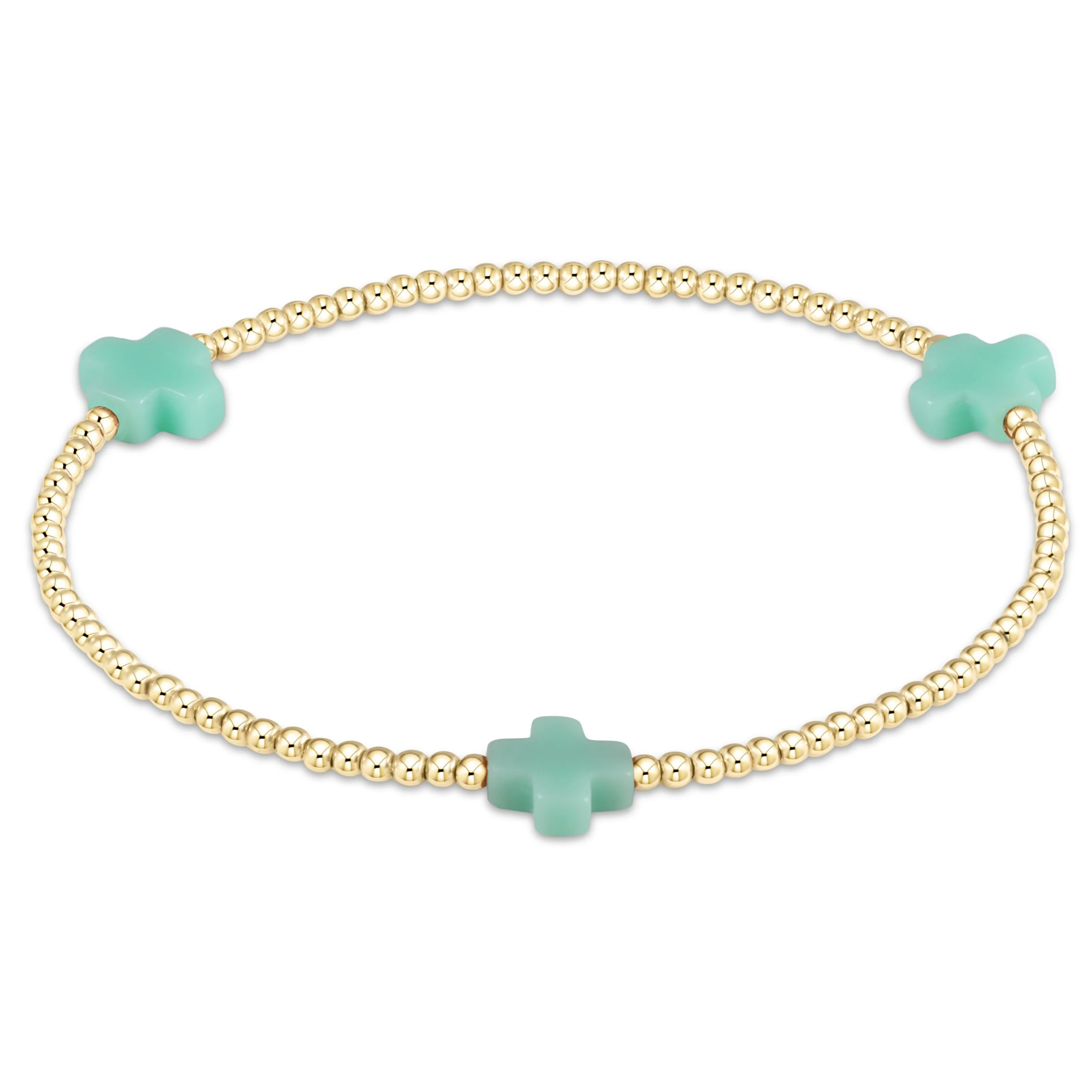 Signature Cross Gold Pattern 2mm Bead Bracelet - Image 3