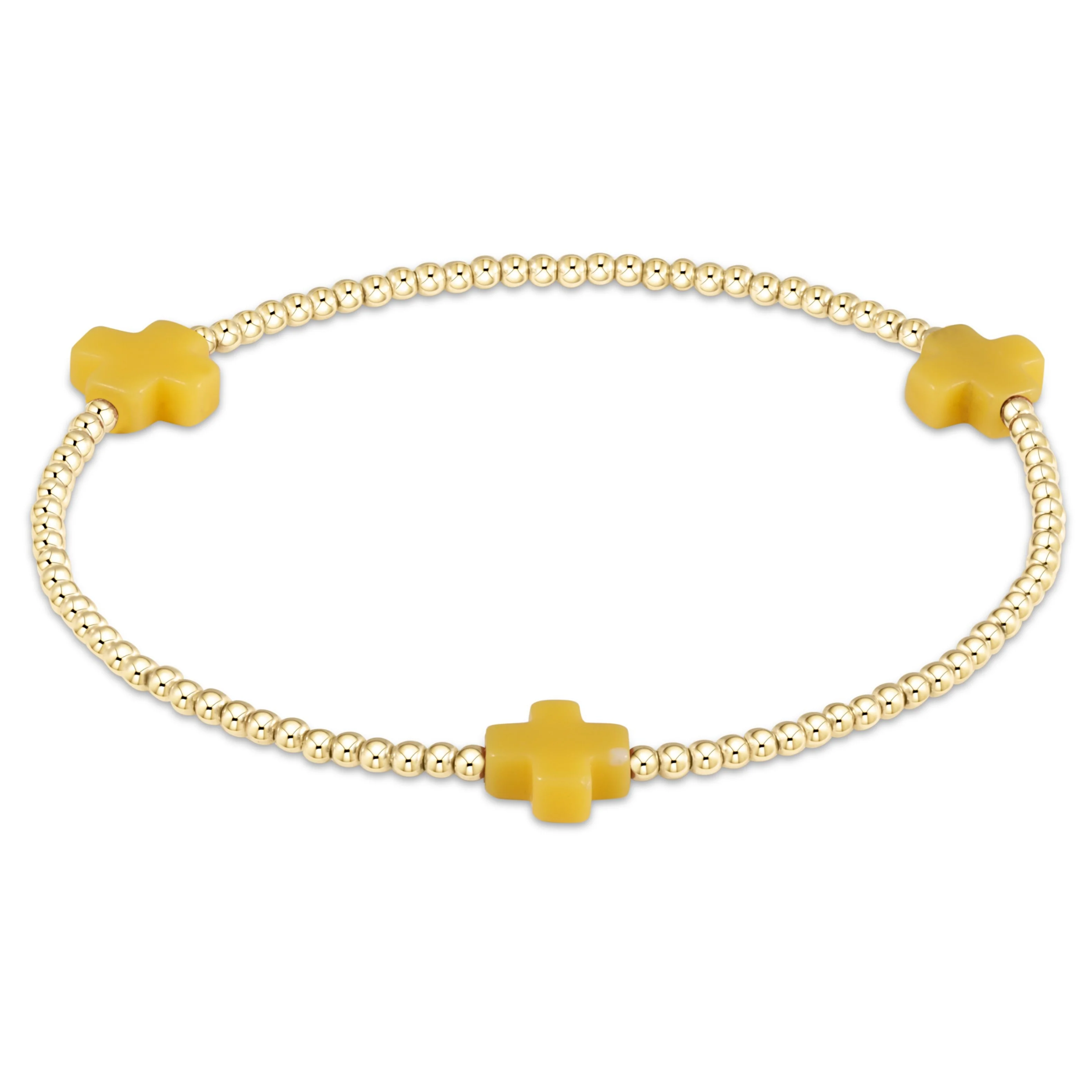 Signature Cross Gold Pattern 2mm Bead Bracelet - Image 8