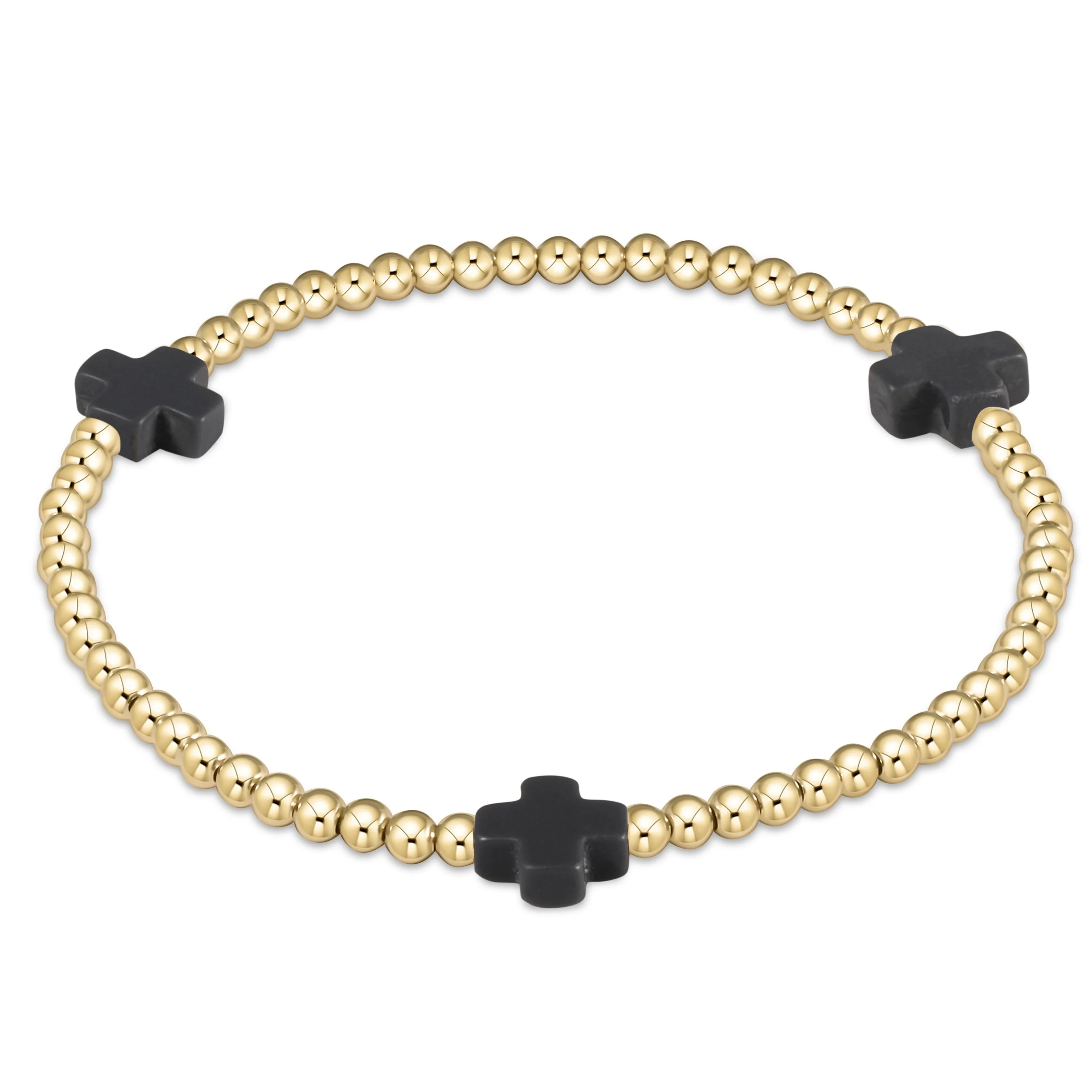 signature cross gold pattern 3mm bead bracelet - Image 4
