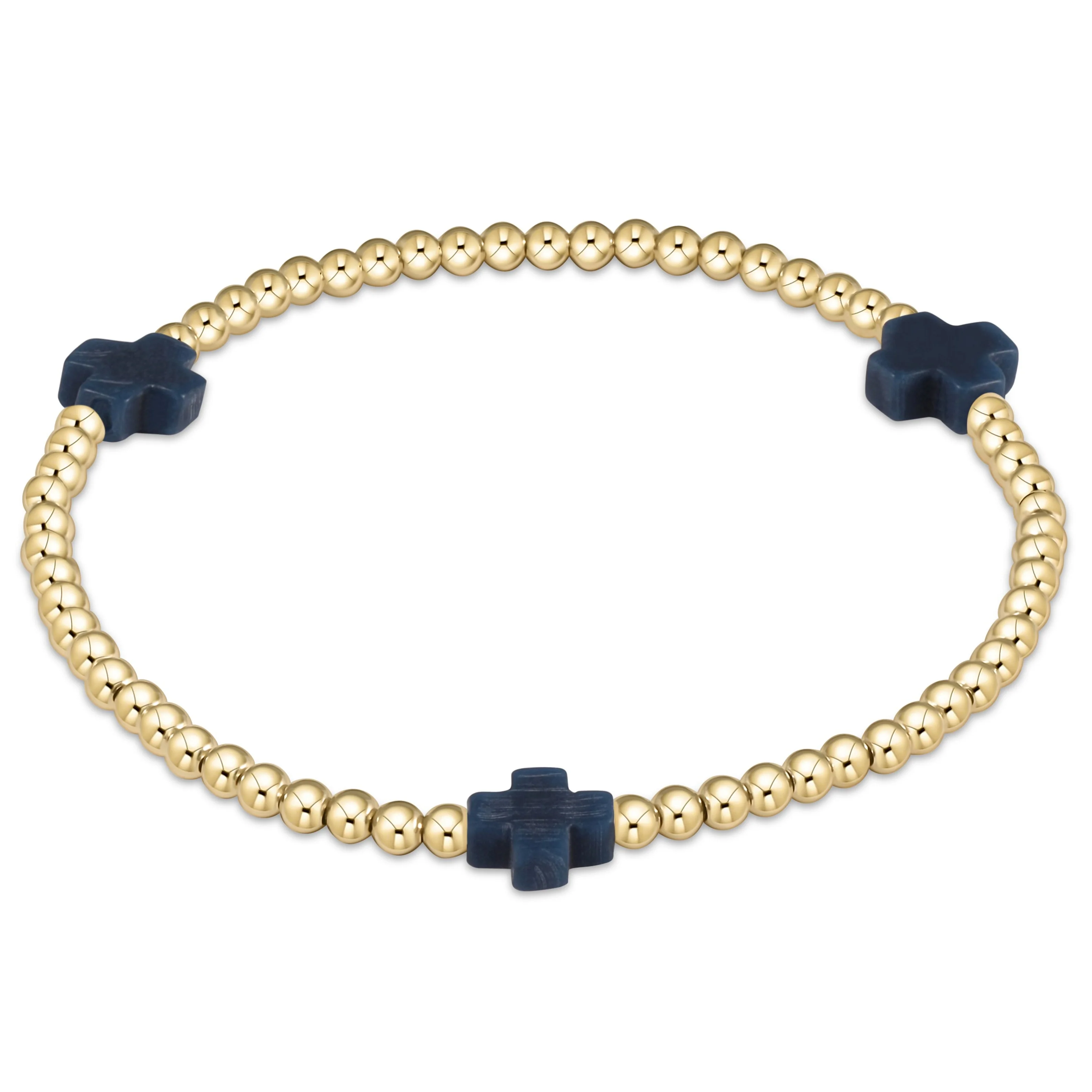 signature cross gold pattern 3mm bead bracelet - Image 5