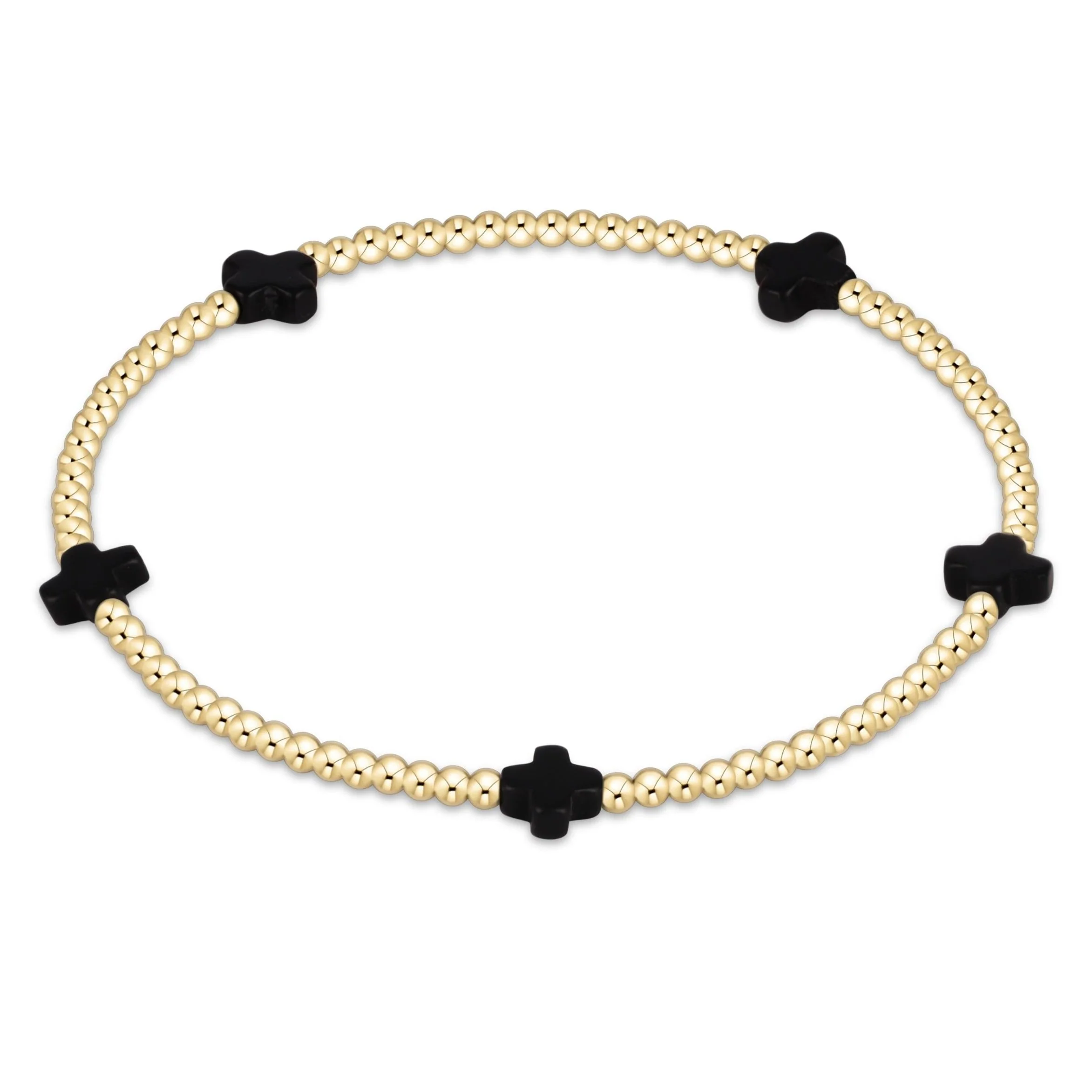 Signature Cross Small Gold Pattern 2mm Bead Bracelet - Image 11
