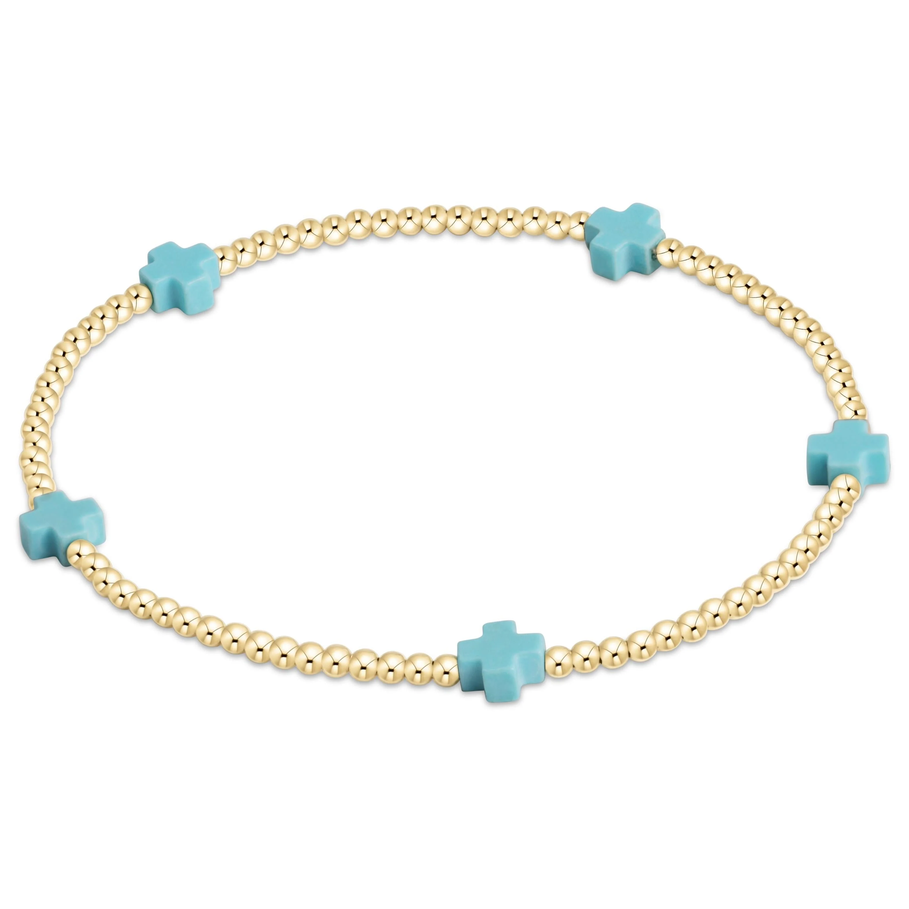 Signature Cross Small Gold Pattern 2mm Bead Bracelet - Image 3