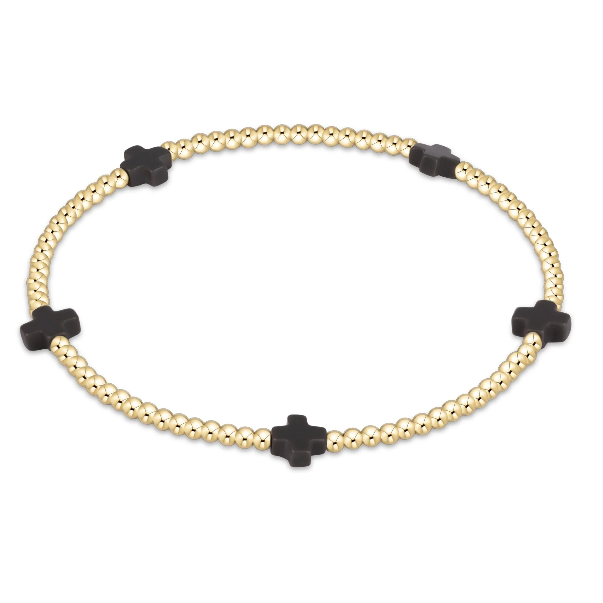 Signature Cross Small Gold Pattern 2mm Bead Bracelet - Image 5